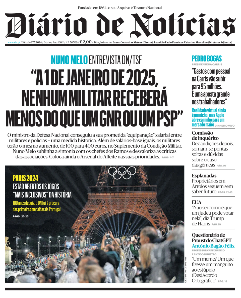 Prima-pagina-Diario de Noticias-edizione-di-oggi-20240727